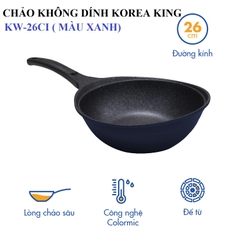 KW-26CI Chảo không dính Korea King sâu, đường kính 26cm, đáy màu xanh - Hàng chính hãng