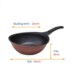 KW-24CI Chảo không dính Korea King sâu, đường kính 24cm, đáy màu hồng - Hàng chính hãng