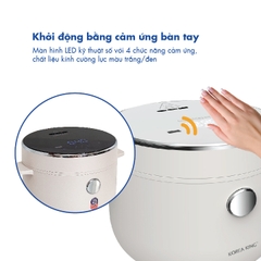 PRC-12SLJT_W Nồi cơm điện Korea King (có chức năng tách đường, dung tích 1.2L, công suất 400 W, mặt kính trắng)-Hàng chính hãng