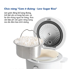 PRC-12SLJT_W Nồi cơm điện Korea King (có chức năng tách đường, dung tích 1.2L, công suất 400 W, mặt kính trắng)-Hàng chính hãng