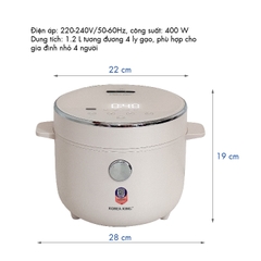 PRC-12SLJT_W Nồi cơm điện Korea King (có chức năng tách đường, dung tích 1.2L, công suất 400 W, mặt kính trắng)-Hàng chính hãng