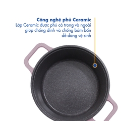 KP-24LI Nồi nấu Levante đáy từ Korea King (Nồi, nắp bằng nhôm đúc, đường kính 24cm, hồng) - Hàng chính hãng