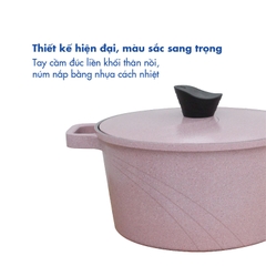 KP-20LI Nồi nấu Levante đáy từ Korea King (Nồi, nắp bằng nhôm đúc, đường kính 20cm, màu hồng) - Hàng chính hãng