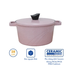 KP-28LI Nồi nấu Levante đáy từ Korea King (Nồi, nắp bằng nhôm đúc, đường kính 28cm, màu nâu) - Hàng chính hãng