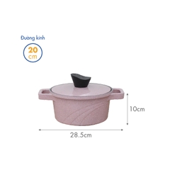 KP-3LI - Bộ nồi Levante đáy từ (Nồi, nắp bằng nhôm đúc, đường kính 20, 24, 28cm, màu hồng) - Hàng chính hãng