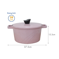 KP-3LI - Bộ nồi Levante đáy từ (Nồi, nắp bằng nhôm đúc, đường kính 20, 24, 28cm, màu hồng) - Hàng chính hãng