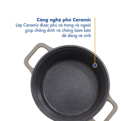 KP-28LI Nồi nấu Levante đáy từ Korea King (Nồi, nắp bằng nhôm đúc, đường kính 28cm, màu nâu) - Hàng chính hãng