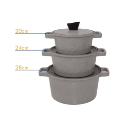 KP-3LI - Bộ nồi Levante đáy từ (Nồi, nắp bằng nhôm đúc, đường kính 20, 24, 28cm, màu nâu) - Hàng chính hãng