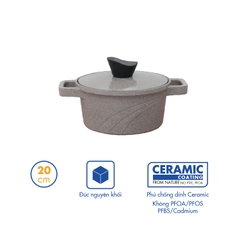 KP-24LI Nồi nấu Levante đáy từ Korea King (Nồi, nắp bằng nhôm đúc, đường kính 24cm, màu nâu) - Hàng chính hãng