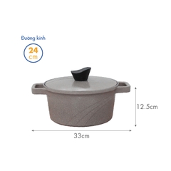 KP-3LI - Bộ nồi Levante đáy từ (Nồi, nắp bằng nhôm đúc, đường kính 20, 24, 28cm, màu nâu) - Hàng chính hãng
