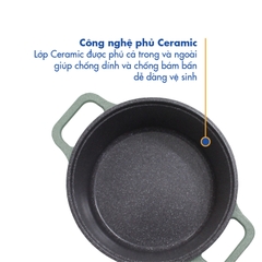 KP-3LI - Bộ nồi Levante đáy từ (Nồi, nắp bằng nhôm đúc, đường kính 20, 24, 28cm, màu xanh) - Hàng chính hãng