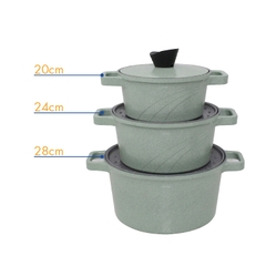 KP-3LI - Bộ nồi Levante đáy từ (Nồi, nắp bằng nhôm đúc, đường kính 20, 24, 28cm, màu xanh) - Hàng chính hãng