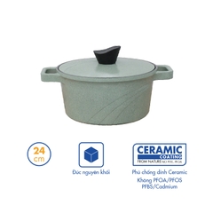 KP-24LI Nồi nấu Levante đáy từ Korea King (Nồi, nắp bằng nhôm đúc, đường kính 24cm, màu nâu) - Hàng chính hãng