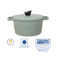 KP-28LI Nồi nấu Levante đáy từ Korea King (Nồi, nắp bằng nhôm đúc, đường kính 28cm, màu hồng) - Hàng chính hãng