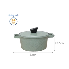 KP-3LI - Bộ nồi Levante đáy từ (Nồi, nắp bằng nhôm đúc, đường kính 20, 24, 28cm, màu xanh) - Hàng chính hãng