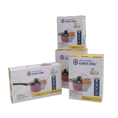 KS-GL4TCI Bộ nồi Korea King (Bộ gồm 3 nồi đường kính 20, 22, 24 cm và 1 quánh 18cm, nồi bằng nhôm đúc nguyên khối phủ lớp chống dính Ceramic, nắp bằng kính, đáy màu xanh)-Hàng chính hãng