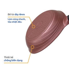 KFP-24CI Chảo không dính Korea King cạn, đường kính 24cm, đáy màu hồng - Hàng chính hãng