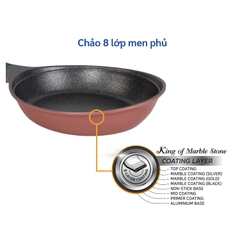 KFP-24CI Chảo không dính Korea King cạn, đường kính 24cm, đáy màu hồng - Hàng chính hãng