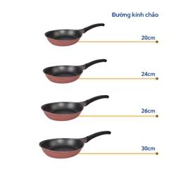 KFP-24CI Chảo không dính Korea King cạn, đường kính 24cm, đáy màu hồng - Hàng chính hãng