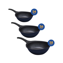 KW-24,26,28CI Bộ combo chảo lòng sâu Colormic Korea King size 24,26,28cm-Màu Xanh