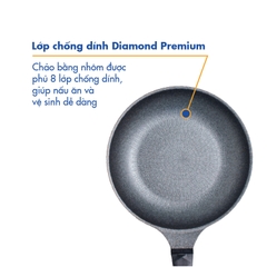 KFP-26DI Chảo cạn Diamond KOREA KING size 26 ( đáy màu xanh đen, vàng hồng)-Hàng chính hãng