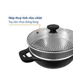 KW-32MSI Chảo không dính kèm xửng hấp đa năng Korea King (đường kính 32cm)-Hàng chính hãng
