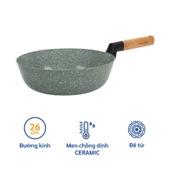 KW-26WI Chảo  chống dính Woody Korea King ( chảo sâu, size 26cm, green) - Hàng chính hãng