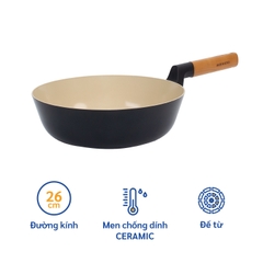 KW-26WI Chảo chống dính Woody Korea King ( chảo sâu, size 26cm, black) - Hàng chính hãng