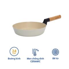 KFP-24WI Chảo cạn chống dính Woody Korea King (size 24cm, white) - Hàng chính hãng