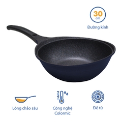 KW-30CI Chảo không dính Korea King sâu đường kính 30cm, đáy màu xanh, hồng - Hàng chính hãng