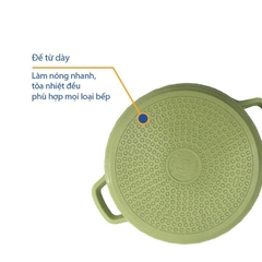 KS-GL4TCI Bộ nồi Korea King (Bộ gồm 3 nồi đường kính 20, 22, 24 cm và 1 quánh 18cm, nồi bằng nhôm đúc nguyên khối phủ lớp chống dính Ceramic, nắp bằng kính, đáy màu xanh)-Hàng chính hãng