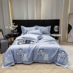 Bộ 4 món chăn ga Lụa Thái mềm mát -chăn chần 2 vỏ gối 1 ga bo theo yêu cầu kích thước nệm
