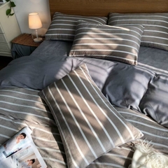 Bộ chăn ga gối nỉ nhung Muji kẻ ,chất mềm mịn ,ga freesize, màu sắc đa dạng