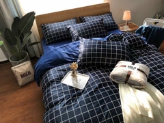 Bộ chăn ga gối nỉ nhung Muji kẻ ,chất mềm mịn ,ga freesize, màu sắc đa dạng