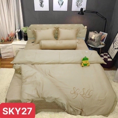 Bộ chăn ga gối lụa Sky Slik 5 món thượng hạng,cao cấp giá rẻ,ga chần phủ free size