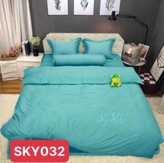 Bộ chăn ga gối lụa Sky Slik 5 món thượng hạng,cao cấp giá rẻ,ga chần phủ free size