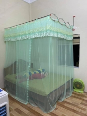 Bộ màn ngủ xếp gọn khoan tường khung inox dày màn tuyn lạnh chống muỗi