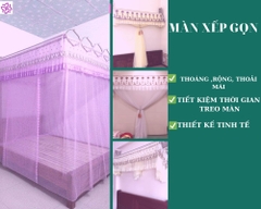 Bộ màn ngủ xếp gọn khoan tường khung inox dày màn tuyn lạnh chống muỗi