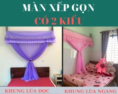 Bộ màn ngủ xếp gọn khoan tường khung inox dày màn tuyn lạnh chống muỗi