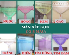 Bộ màn ngủ xếp gọn khoan tường khung inox dày màn tuyn lạnh chống muỗi