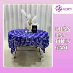 Khăn trải bàn tròn , hình chữ nhật thun gấm trúc mai