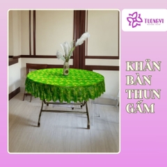 Khăn trải bàn tròn , hình chữ nhật thun gấm trúc mai