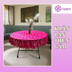Khăn trải bàn tròn , hình chữ nhật thun gấm trúc mai