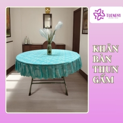 Khăn trải bàn tròn , hình chữ nhật thun gấm trúc mai