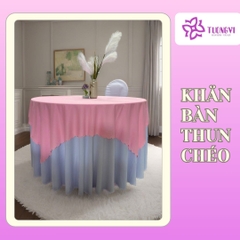 Khăn trải bàn tròn phủ chân 2 lớp THUN CHÉO
