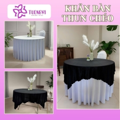 Khăn trải bàn tròn phủ chân 2 lớp THUN CHÉO