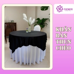 Khăn trải bàn tròn phủ chân 2 lớp THUN CHÉO