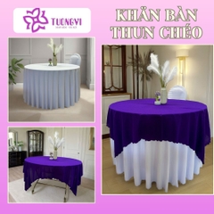 Khăn trải bàn tròn phủ chân 2 lớp THUN CHÉO