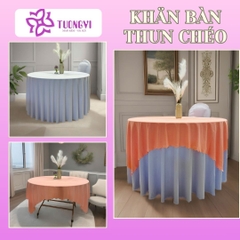 Khăn trải bàn tròn phủ chân 2 lớp THUN CHÉO