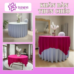 Khăn trải bàn tròn phủ chân 2 lớp THUN CHÉO